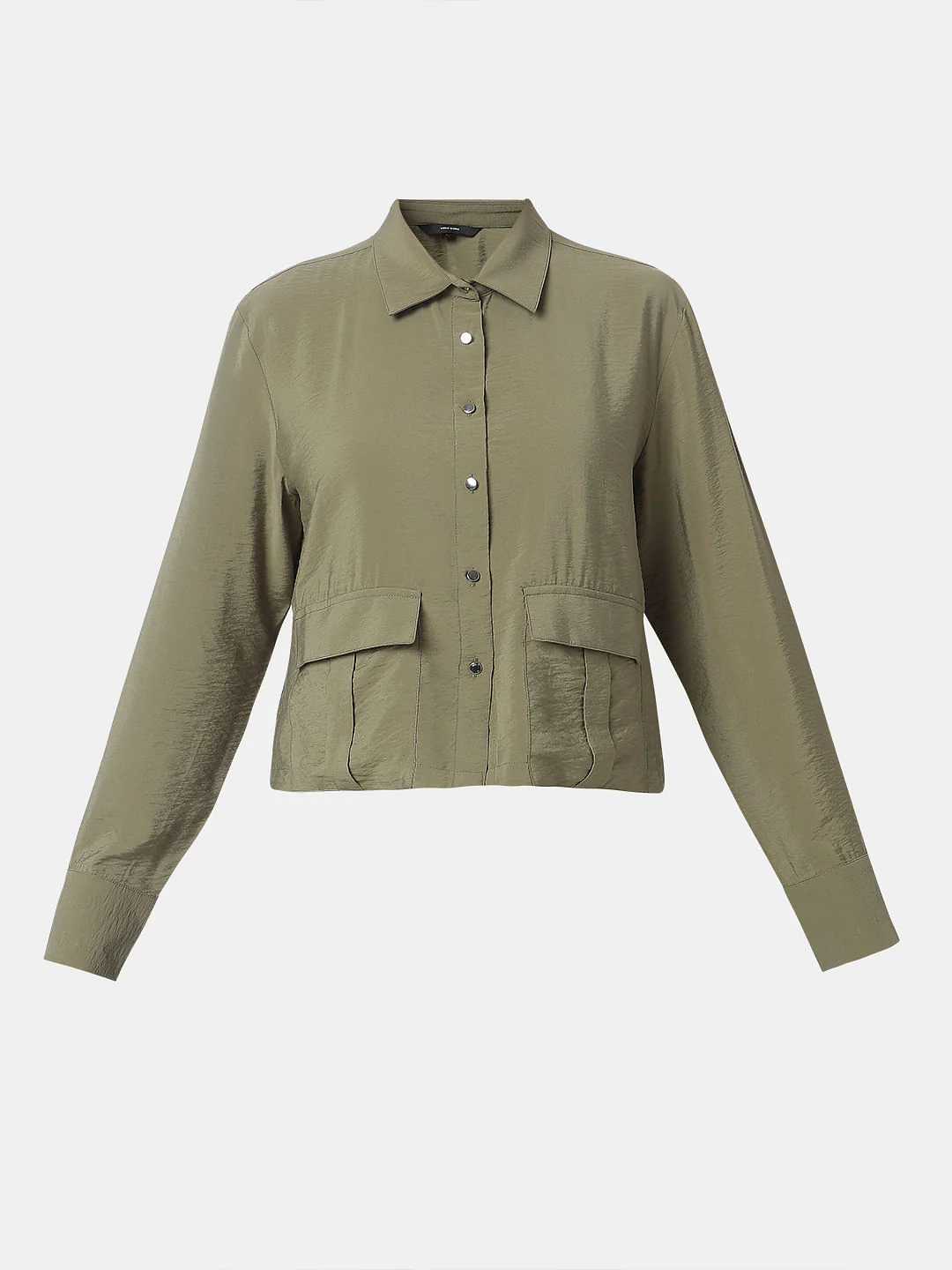 Olive Green Cropped Co-Ord Set Shirt - Image 7