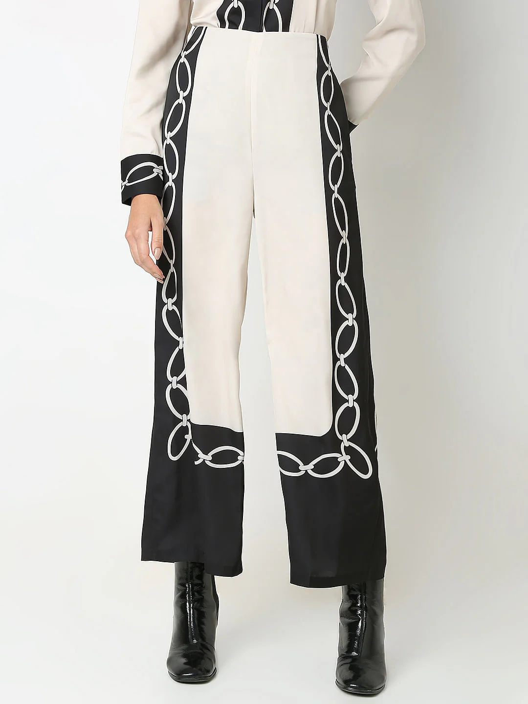 Beige Printed Co-Ord Set Pants - Image 2