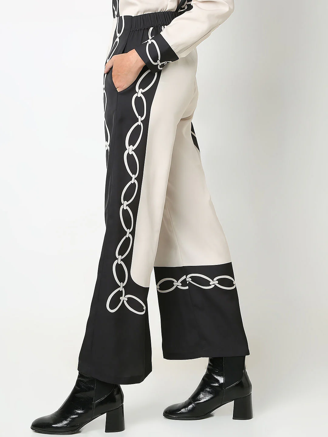 Beige Printed Co-Ord Set Pants - Image 3