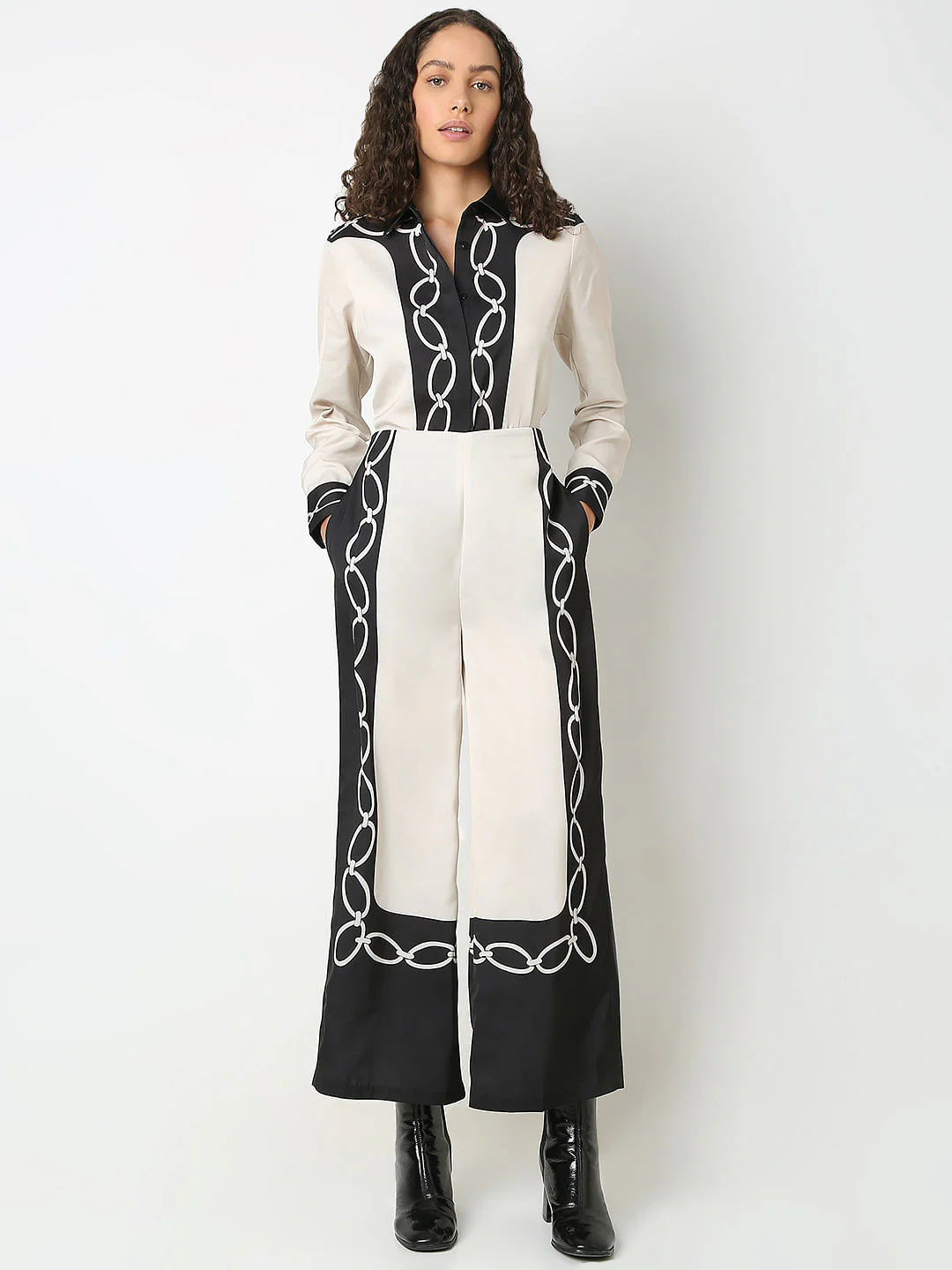 Beige Printed Co-Ord Set Pants - Image 5