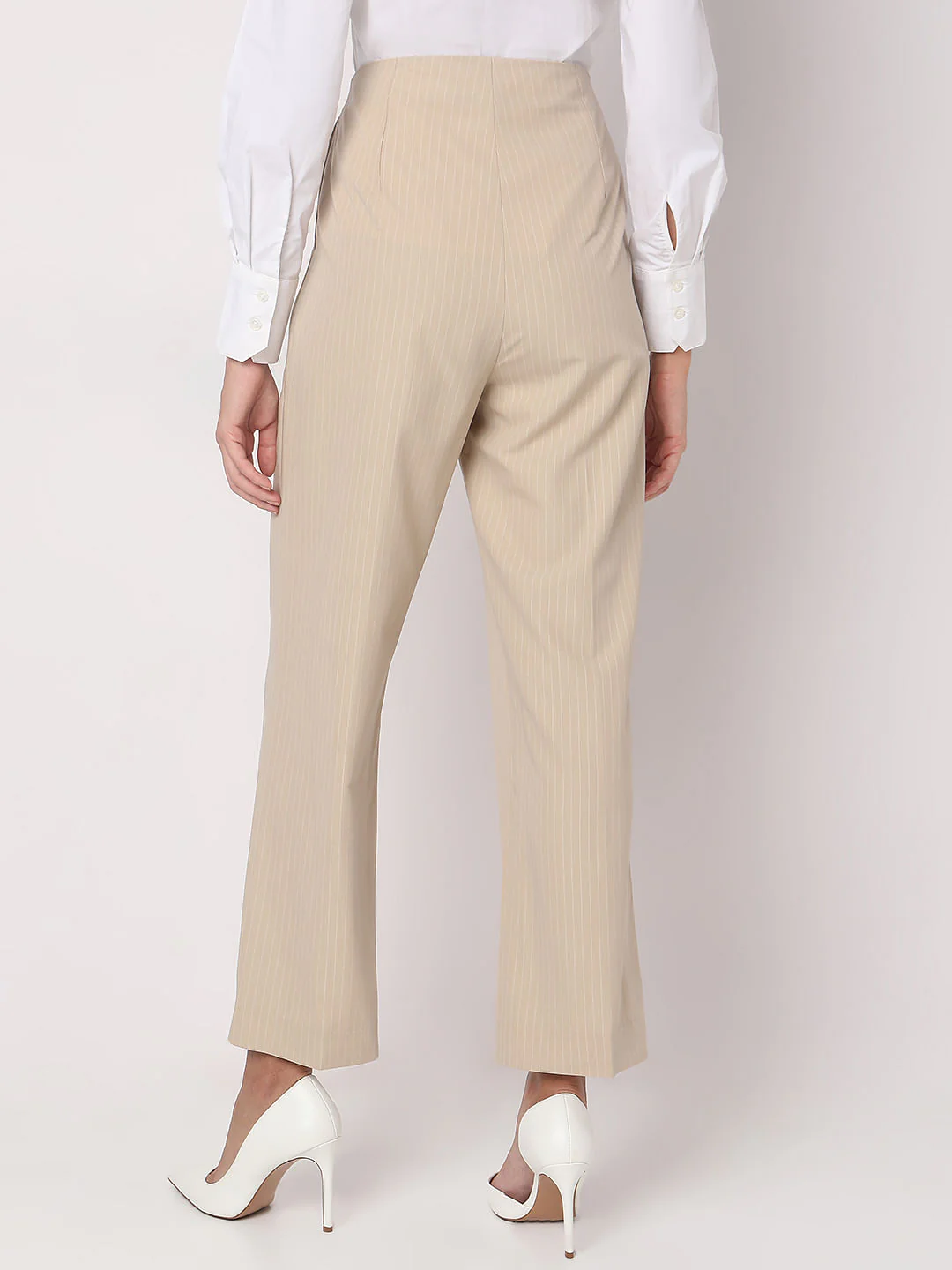 Beige Striped Co-Ord Set Pants - Image 4