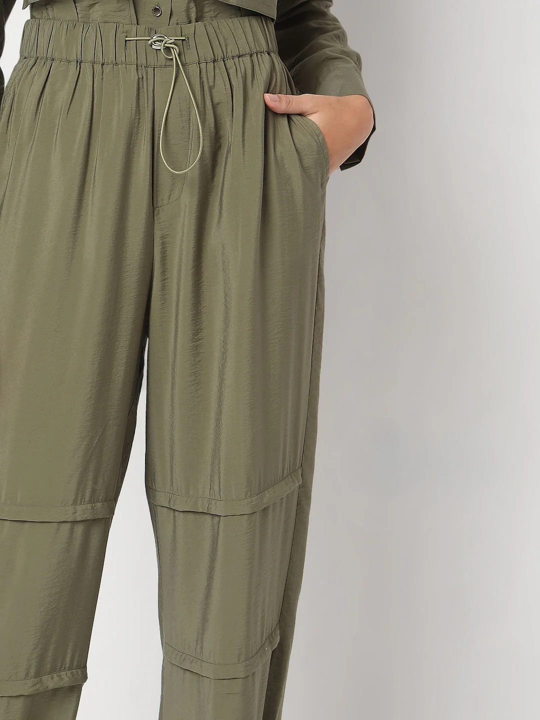 Olive Green Co-Ord Set Parachute Pants - Image 6