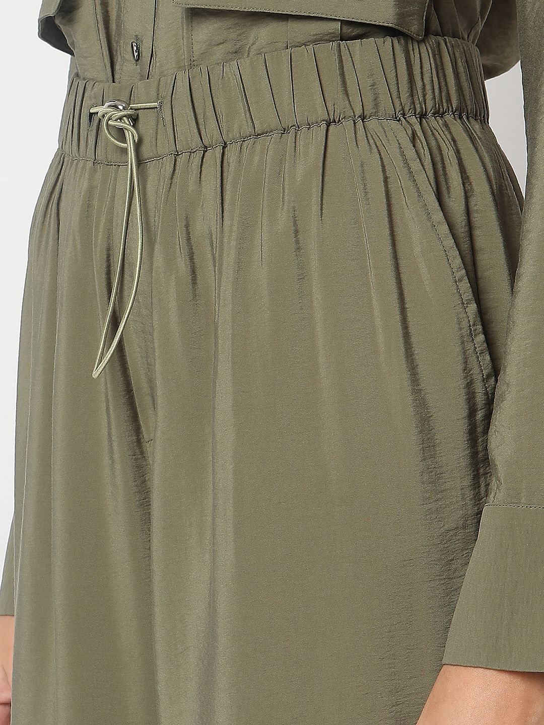 Olive Green Co-Ord Set Parachute Pants - Image 8