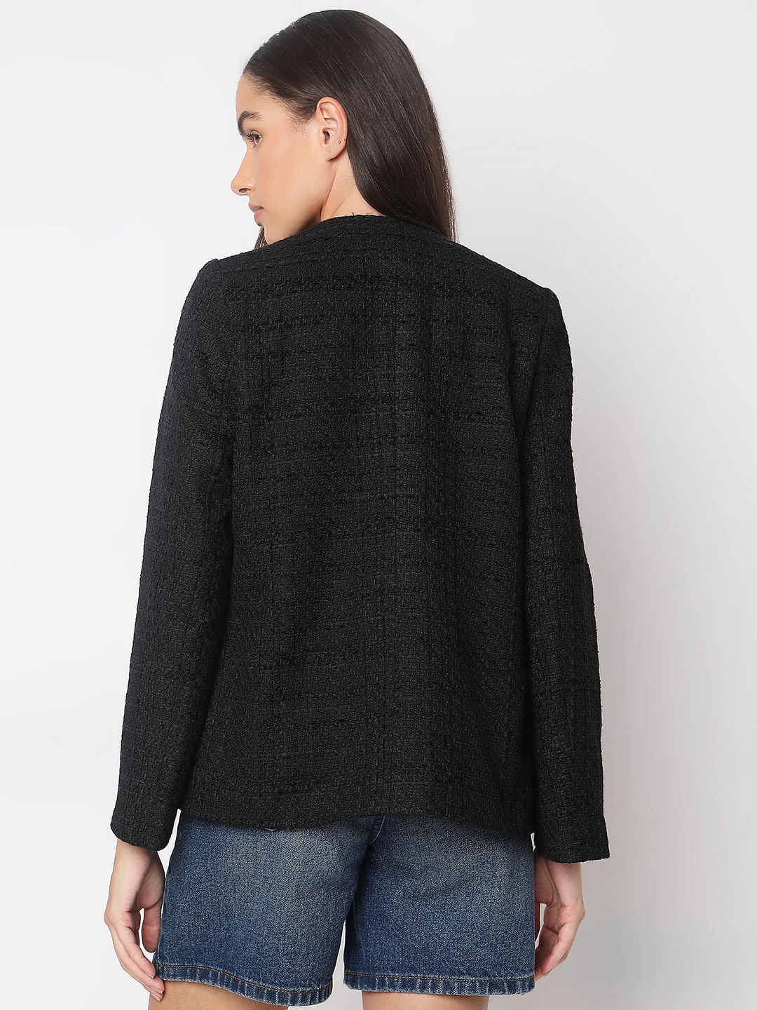 Black Tweed Tailored Blazer - Image 4