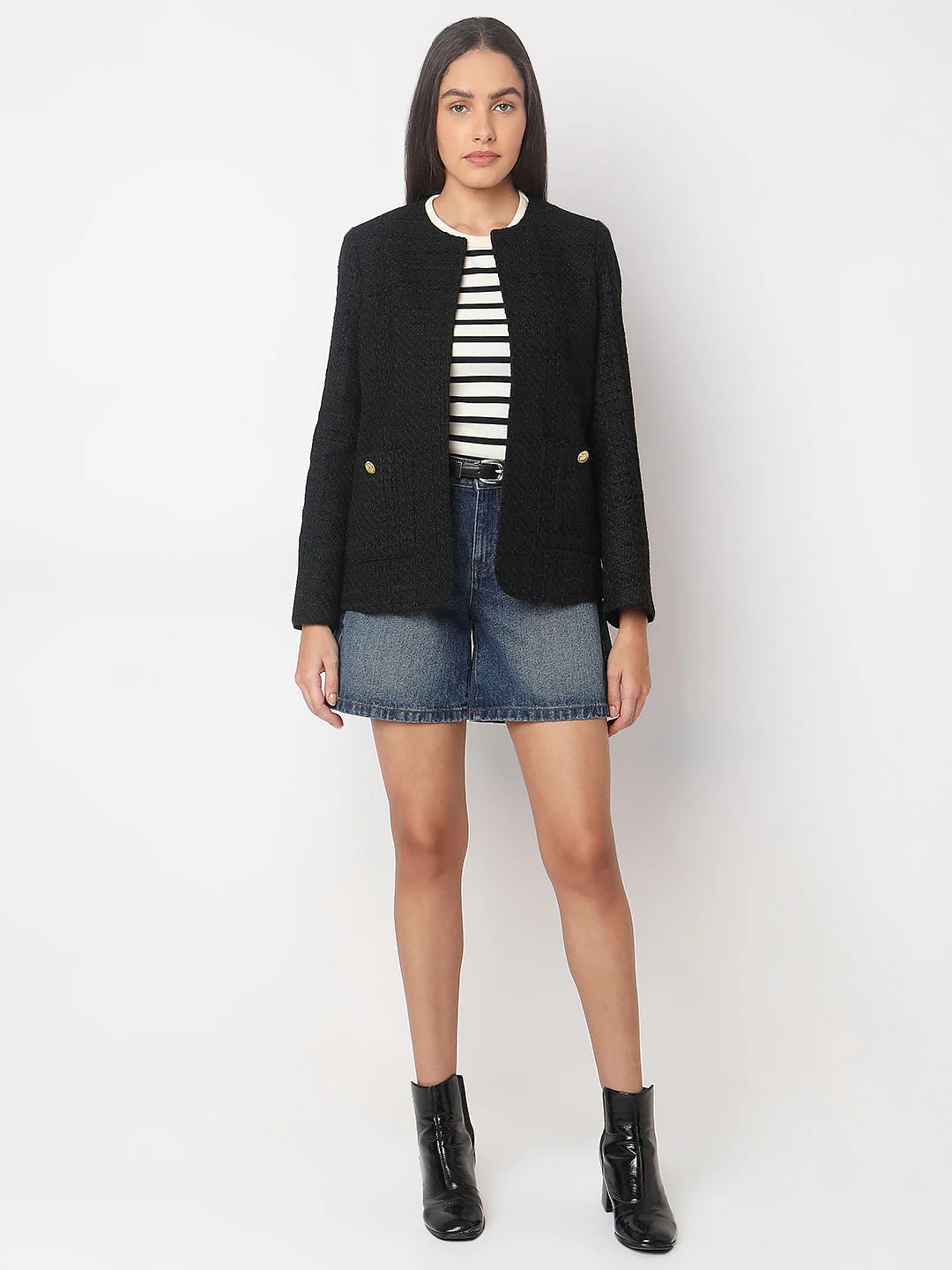 Black Tweed Tailored Blazer - Image 5