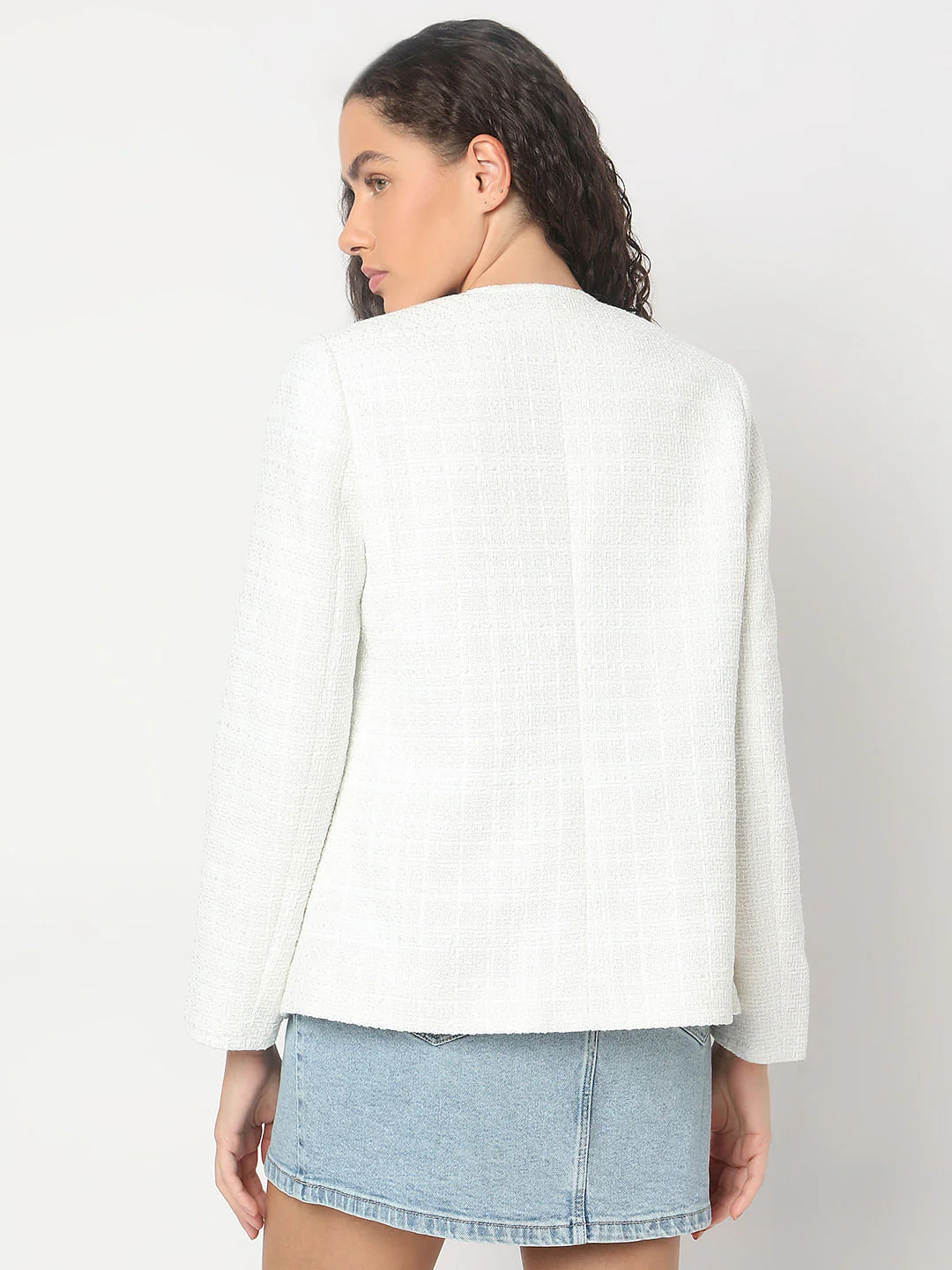 White Tweed Tailored Blazer - Image 4