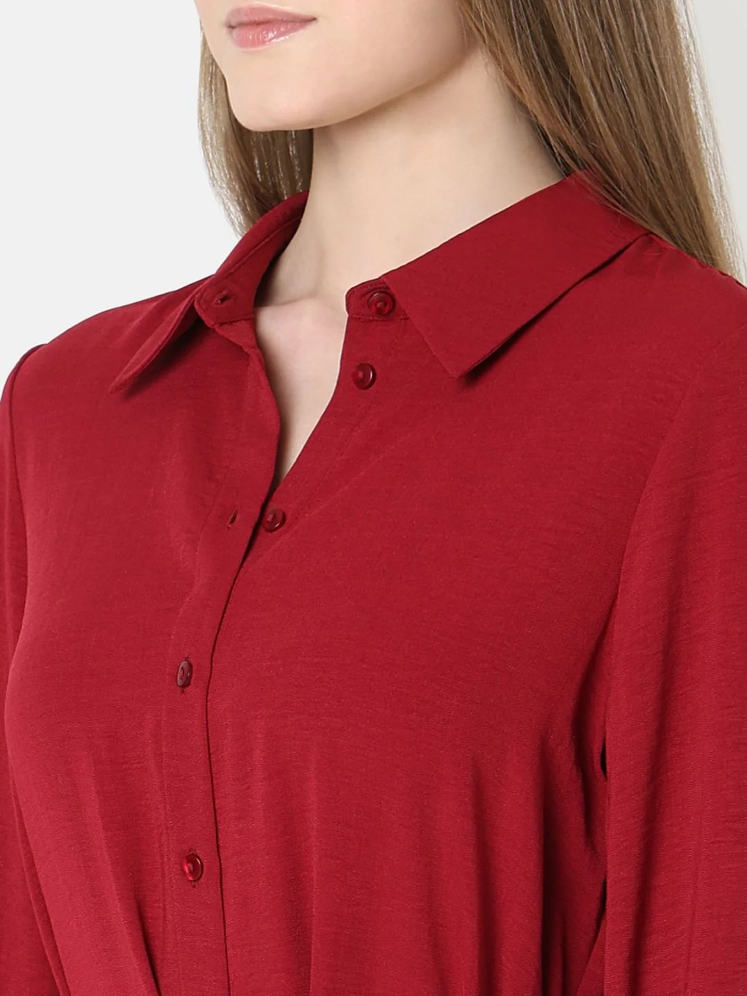 Red Midi Shirt Dress - Image 6
