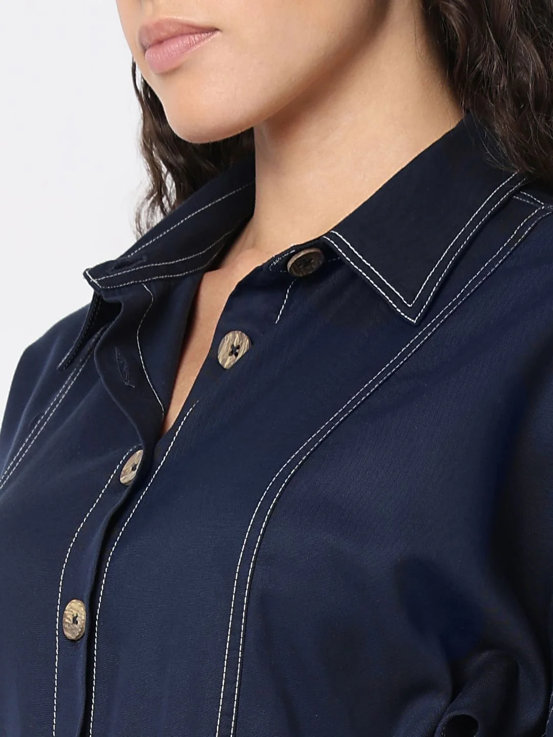 Navy Blue Denim Jumpsuit - Image 6