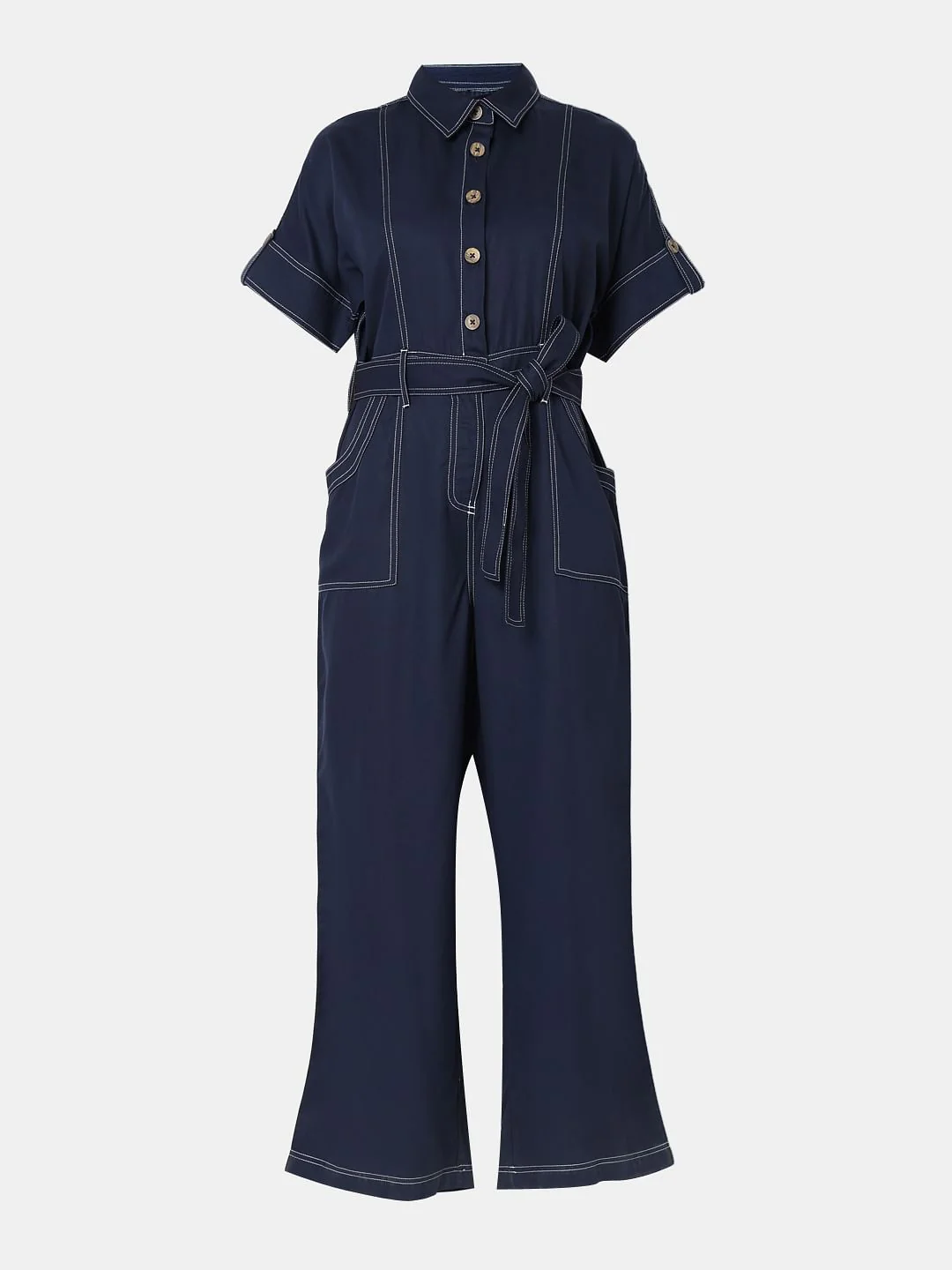 Navy Blue Denim Jumpsuit - Image 7