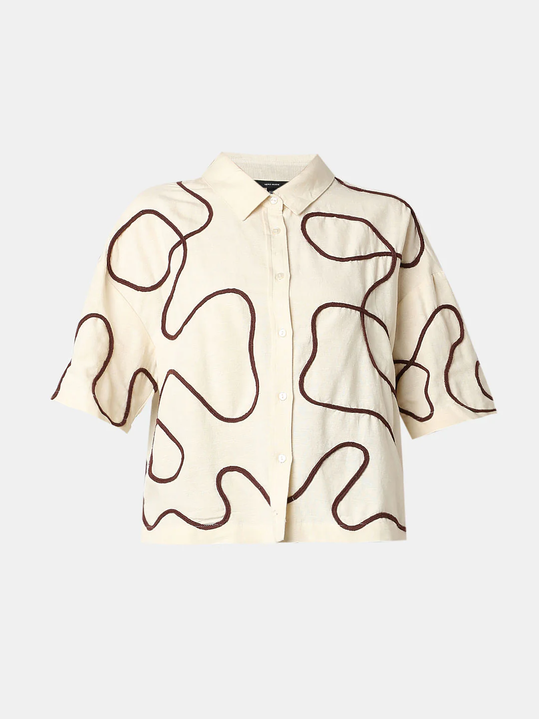 Beige Abstract Cording Co-Ord Set Shirt - Image 7