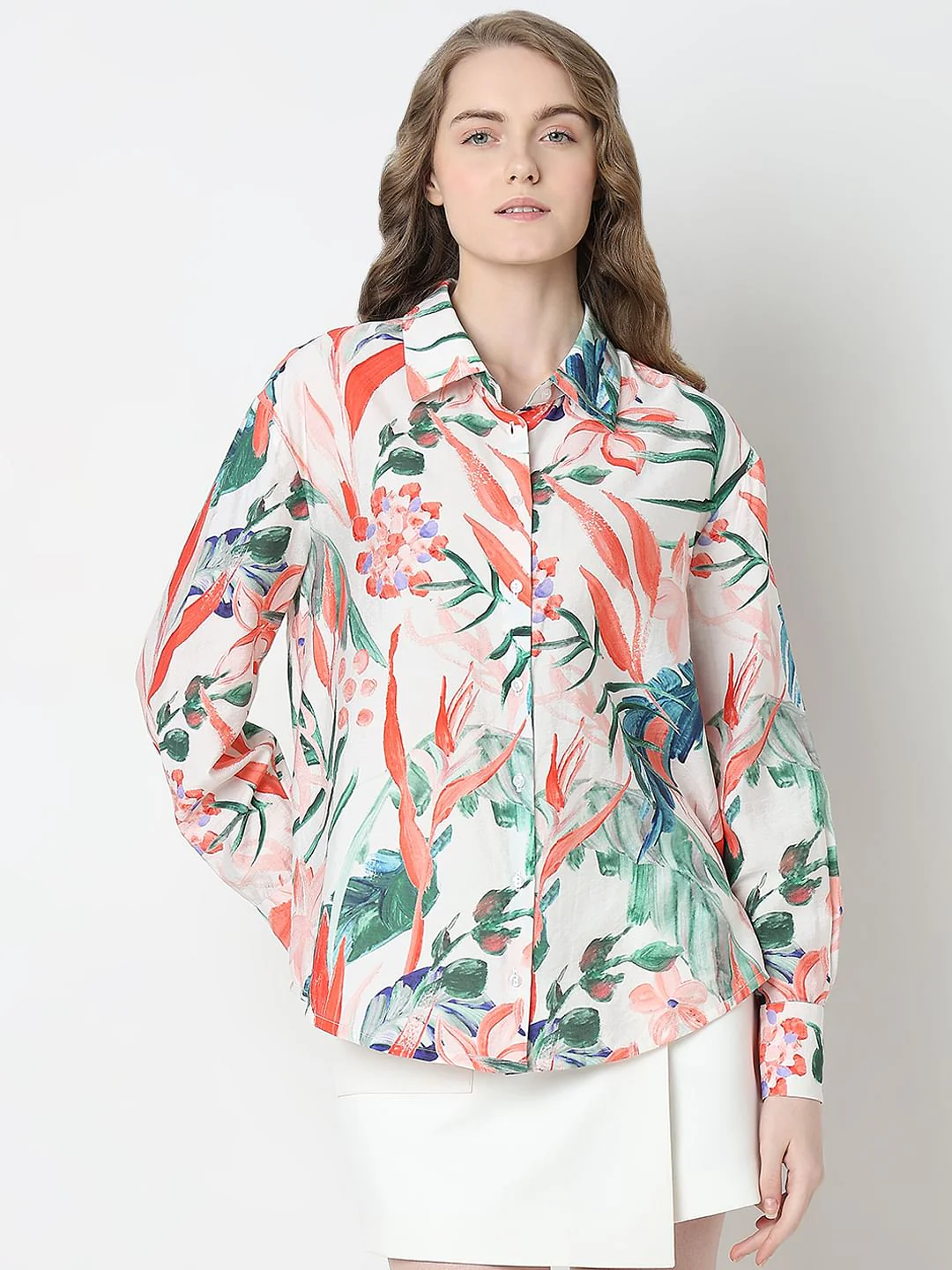 Light Pink Tropical Print Shirt - Image 2