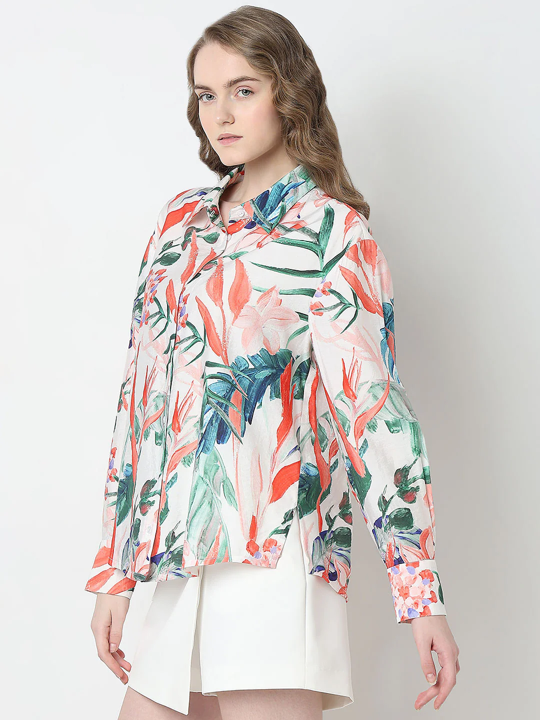 Light Pink Tropical Print Shirt - Image 3