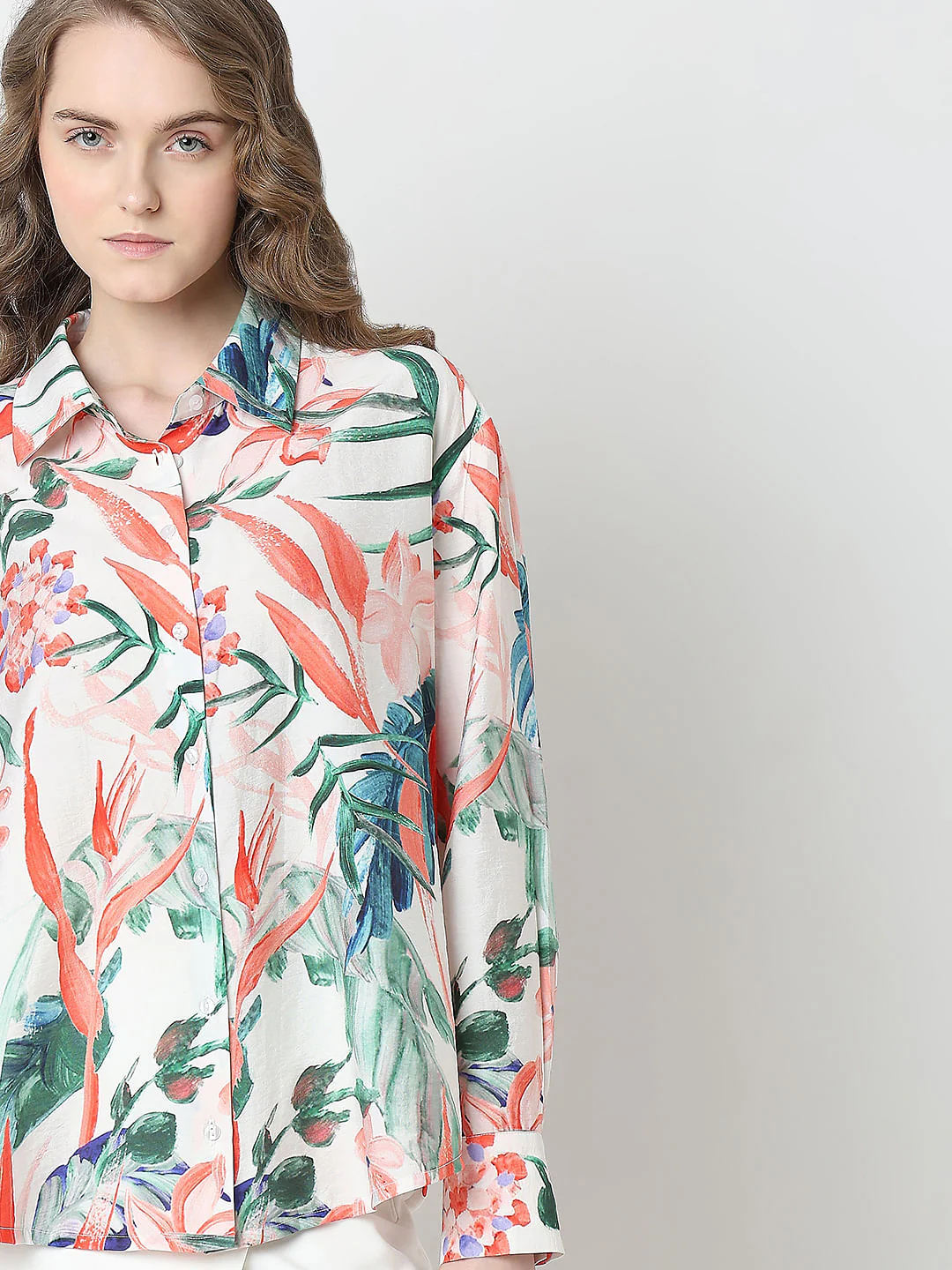 Light Pink Tropical Print Shirt - Image 6