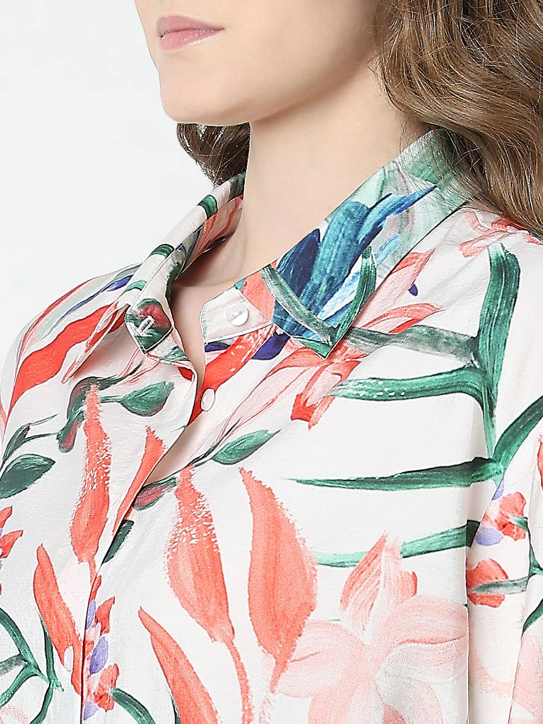 Light Pink Tropical Print Shirt - Image 8