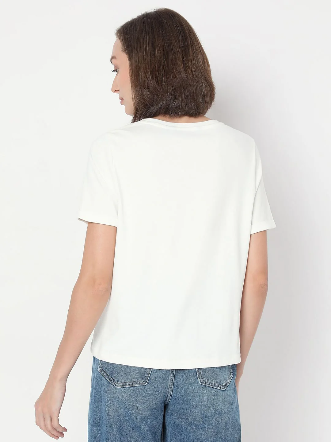 White Detail Rhinestone T-Shirt - Image 4
