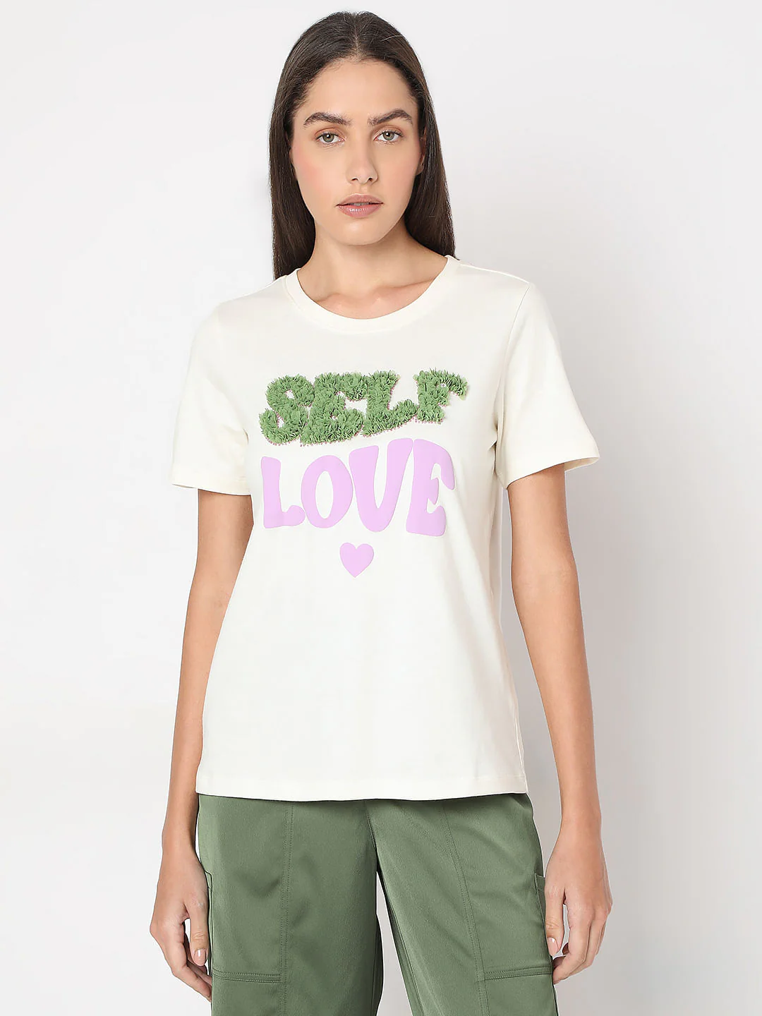 White Typographic Print Cotton T-Shirt - Image 2