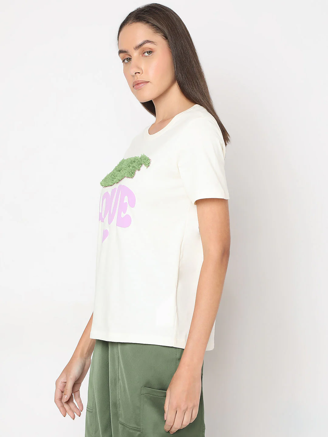 White Typographic Print Cotton T-Shirt - Image 3