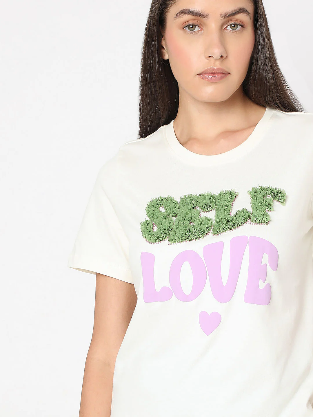 White Typographic Print Cotton T-Shirt - Image 6