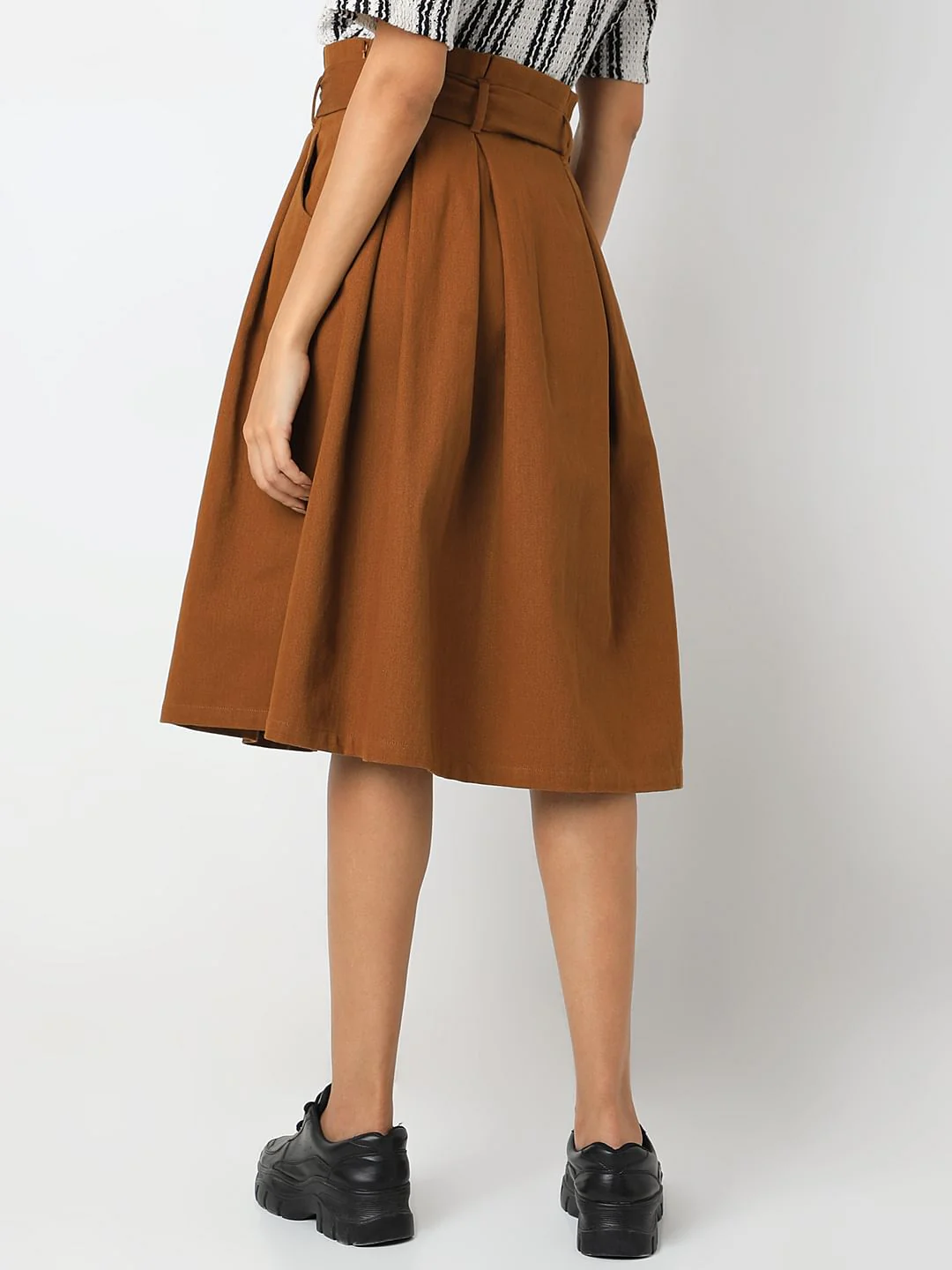 Brown High Rise Cotton Skirt - Image 4
