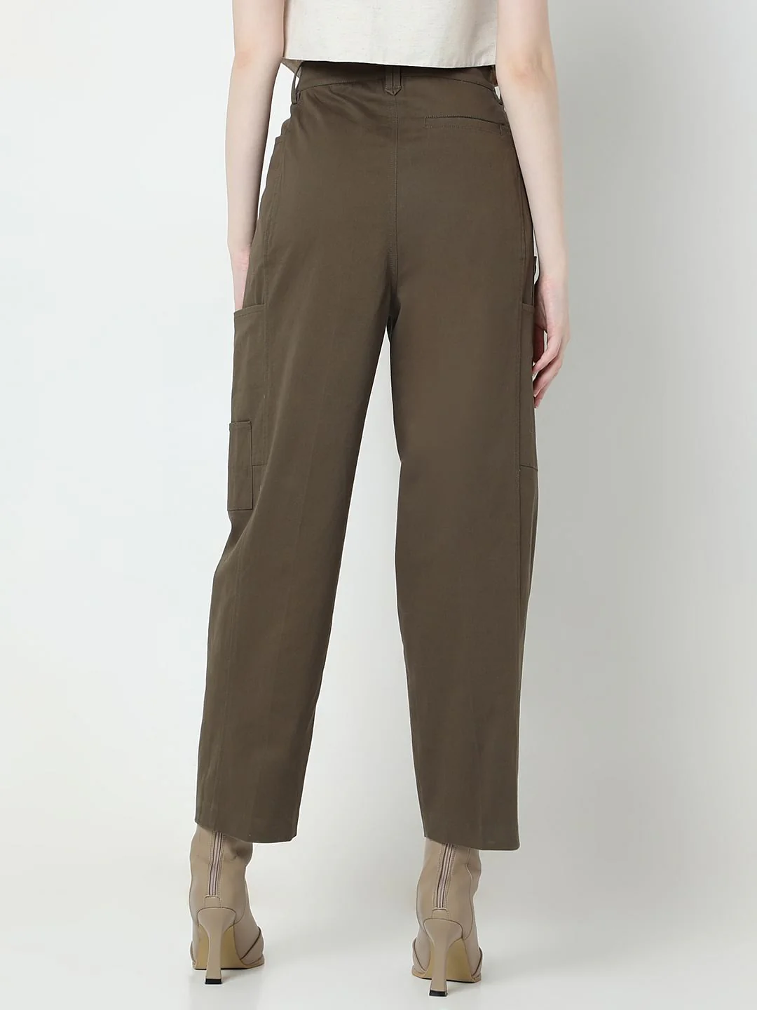Olive Green High Rise Pants - Image 4