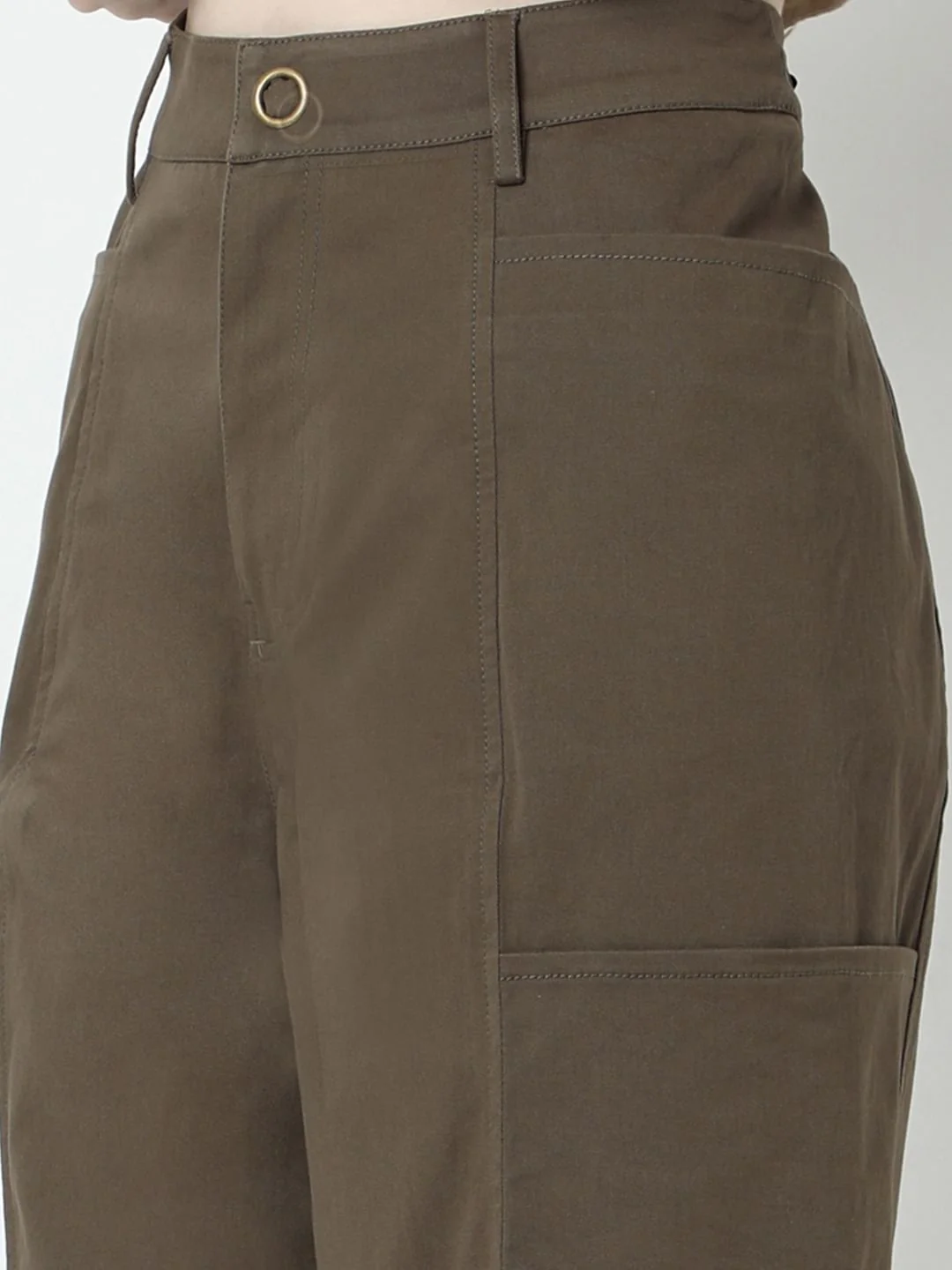 Olive Green High Rise Pants - Image 8