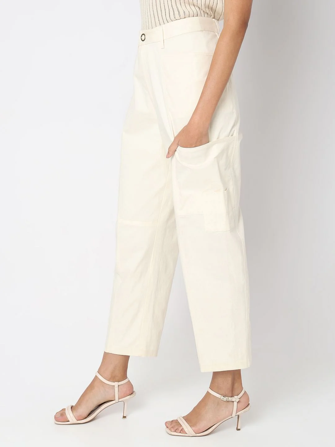 Ecru High Rise Pants - Image 3
