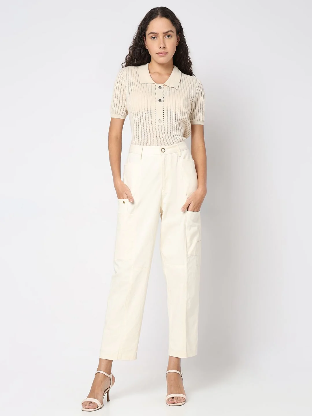 Ecru High Rise Pants - Image 5