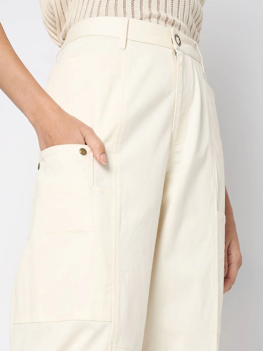Ecru High Rise Pants - Image 6