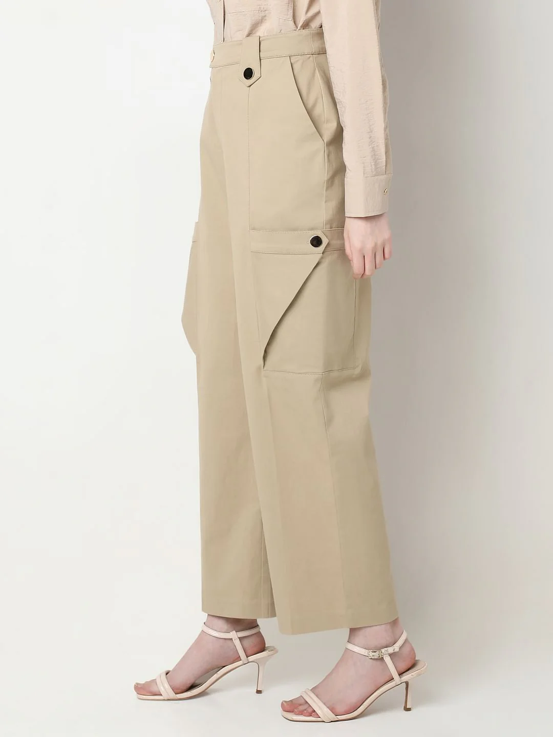 Beige High Rise Pants - Image 3