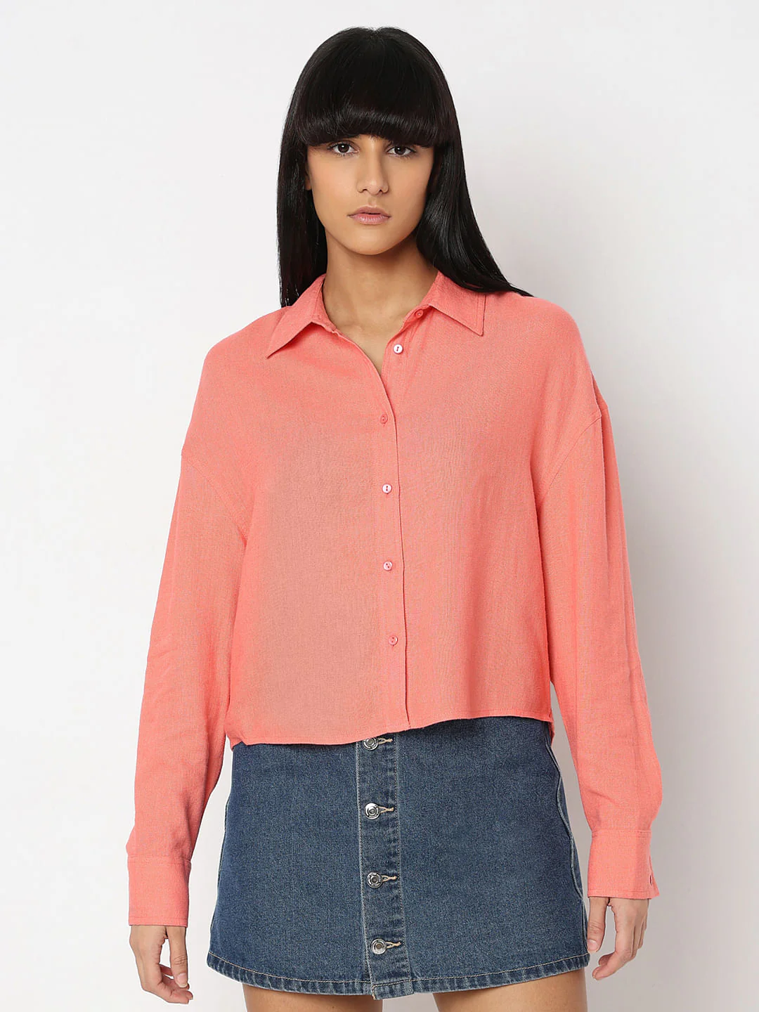 Peach-Pink Linen Shirt - Image 2