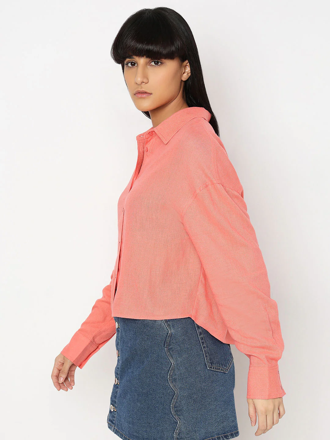 Peach-Pink Linen Shirt - Image 3