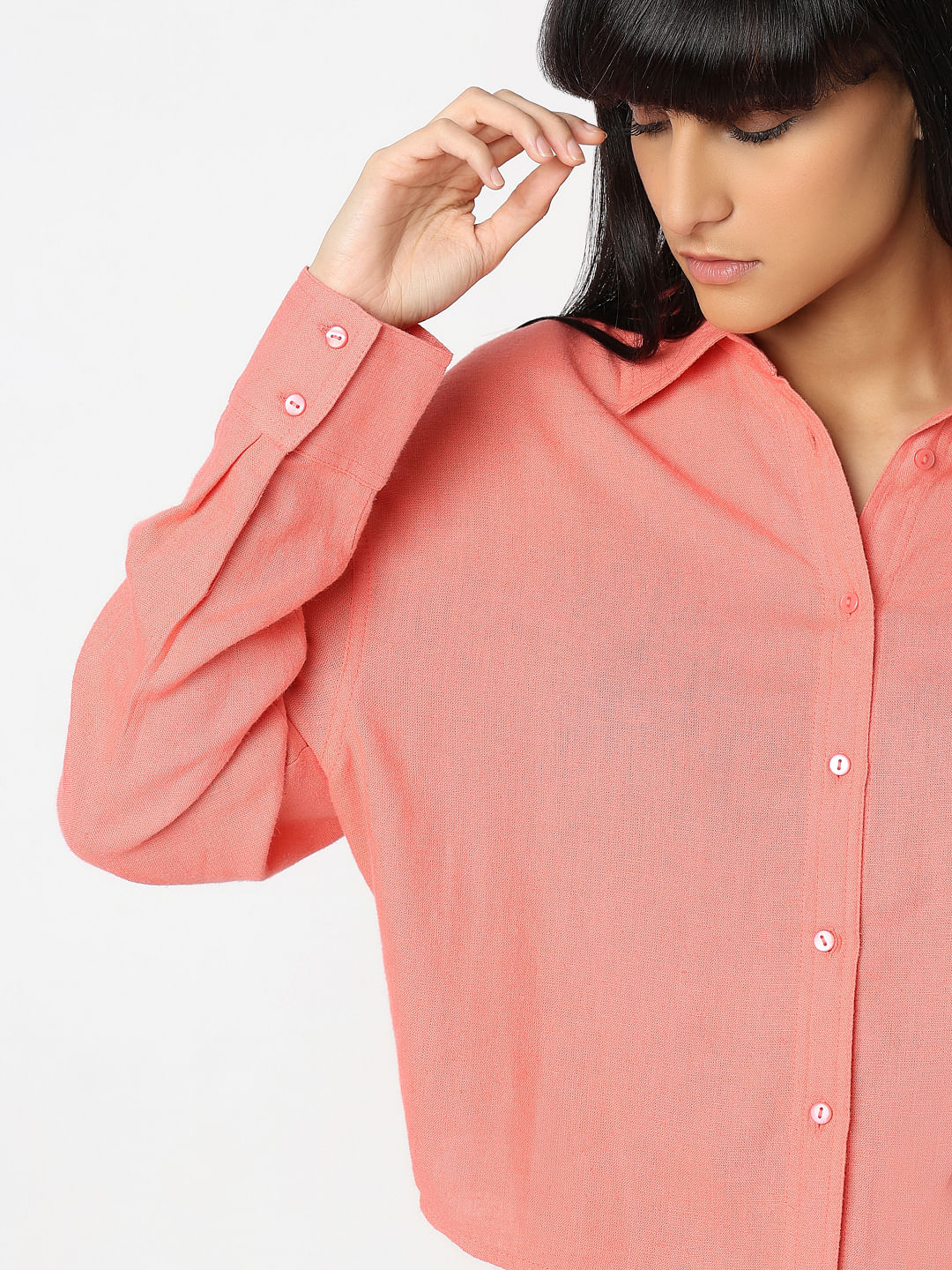 Peach-Pink Linen Shirt - Image 6