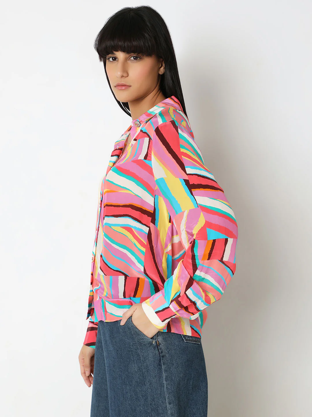 Pink Printed Relaxed Fit Shirt - Image 3