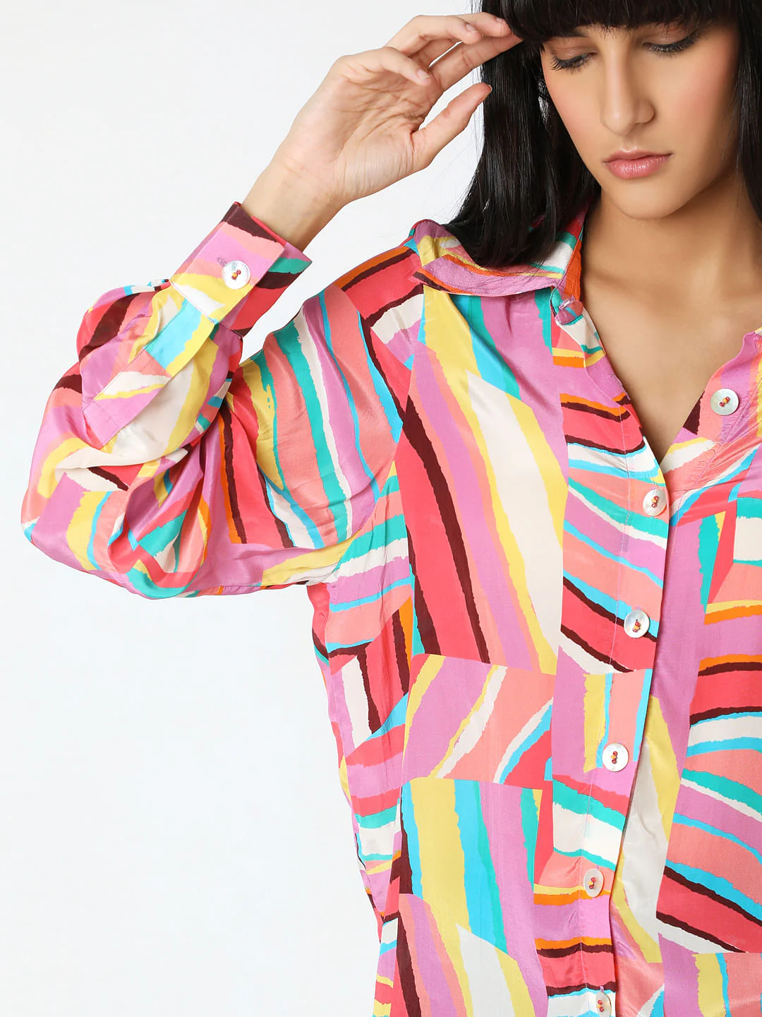 Pink Printed Relaxed Fit Shirt - Image 6
