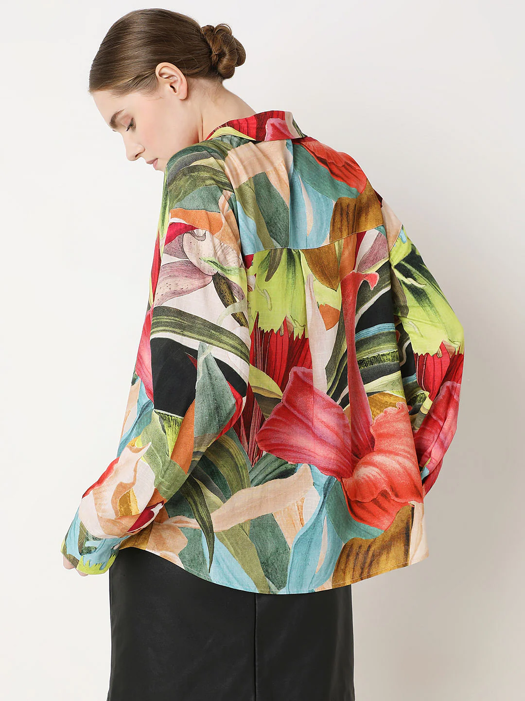 Red Printed Oversized Shirt - Image 4