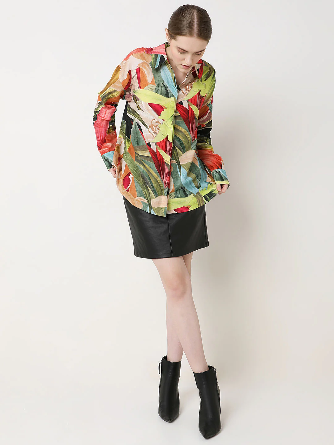 Red Printed Oversized Shirt - Image 5