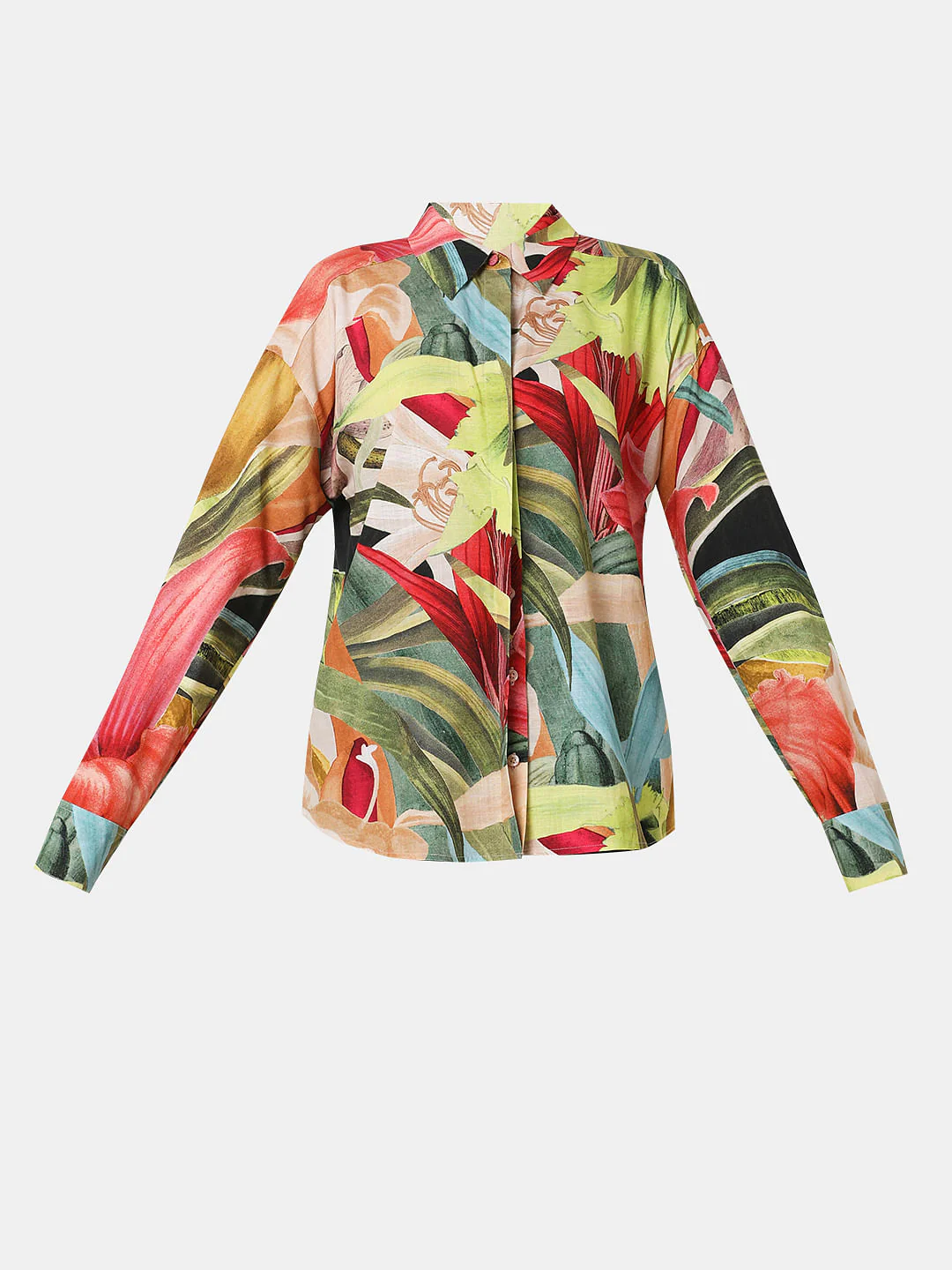 Red Printed Oversized Shirt - Image 7