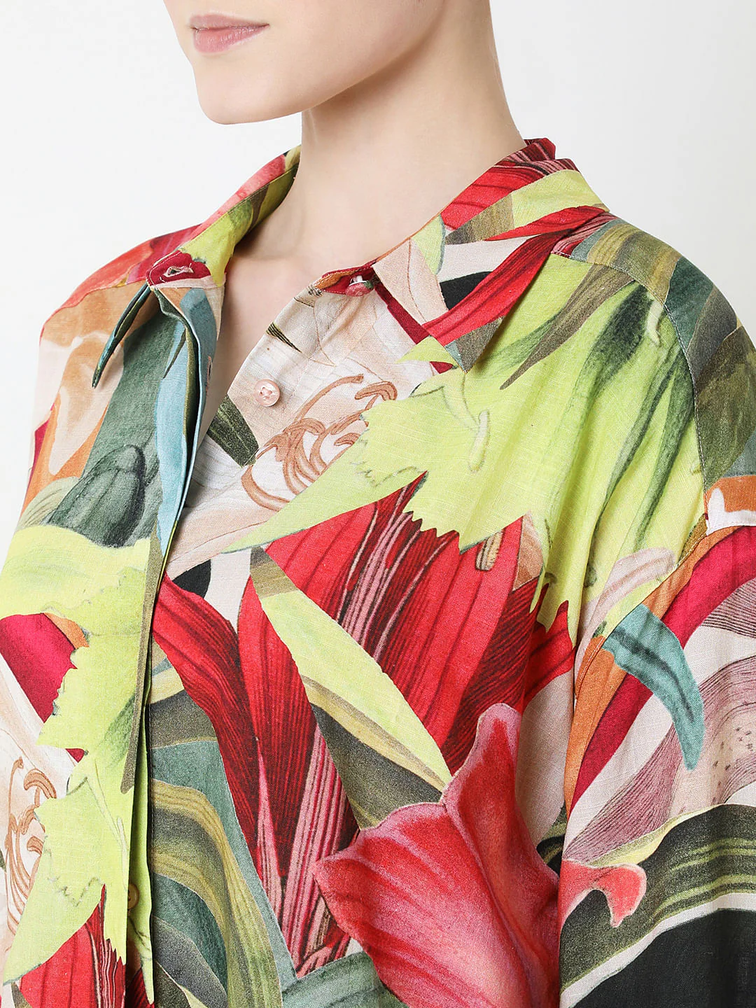 Red Printed Oversized Shirt - Image 8