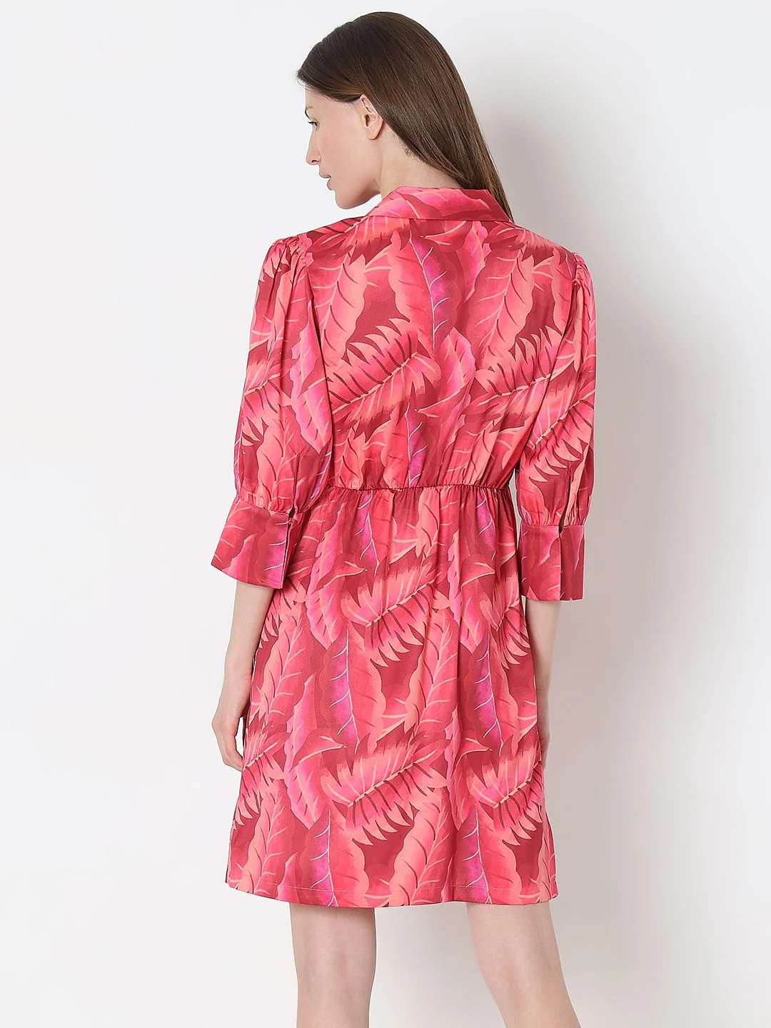 Pink Printed Wrap Dress - Image 4