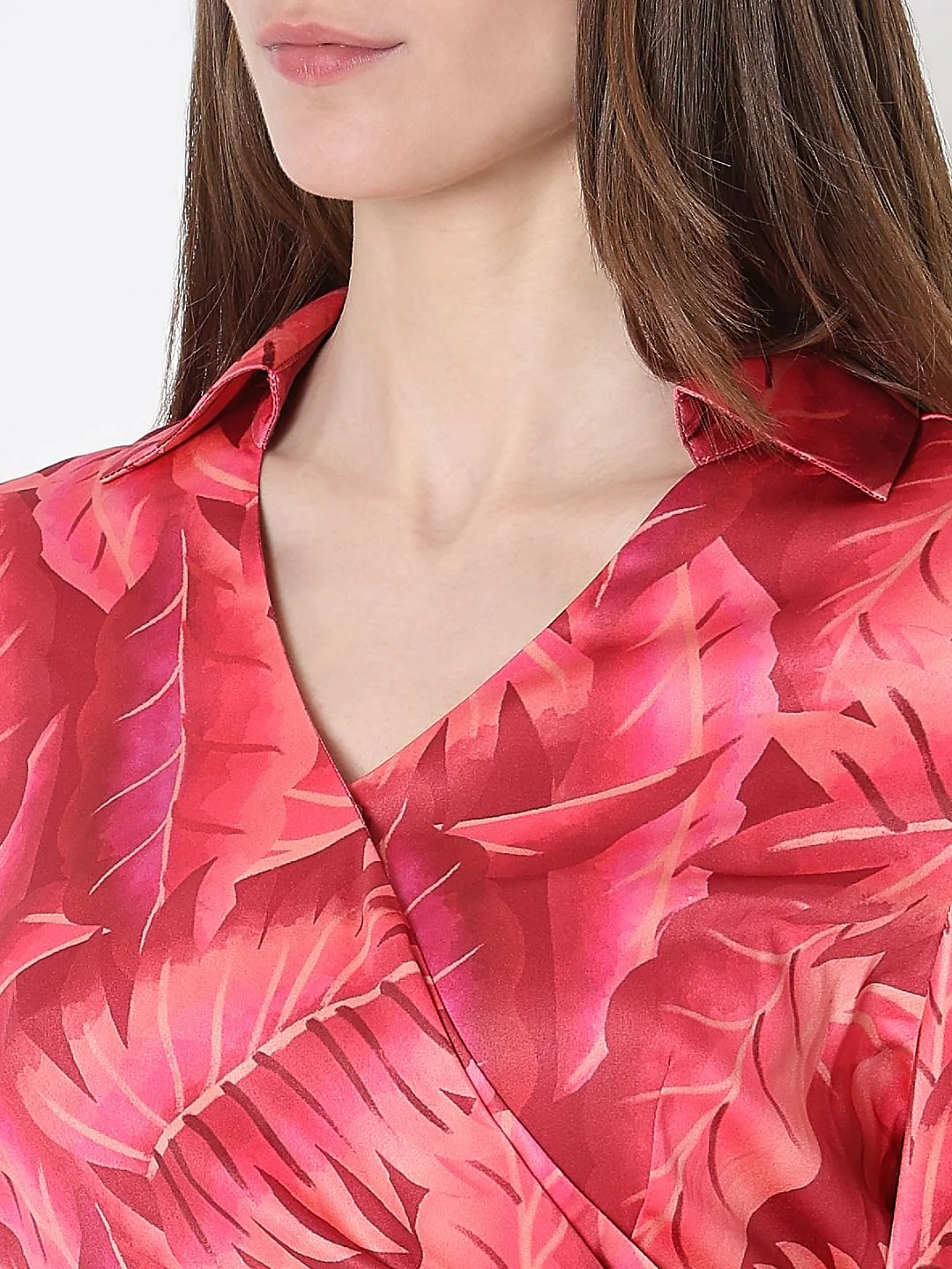 Pink Printed Wrap Dress - Image 8