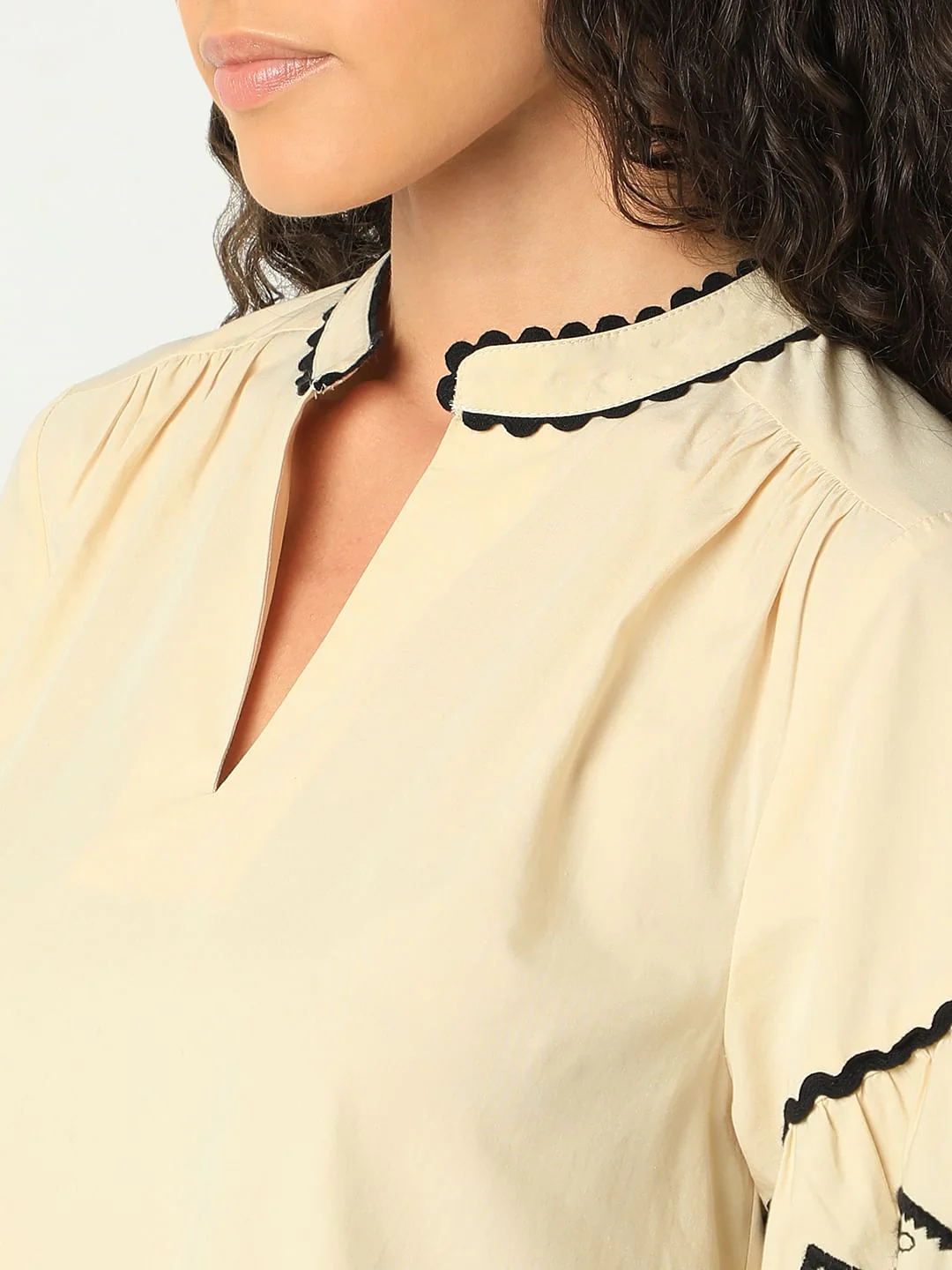 Beige Embroidered Print Dress - Image 8