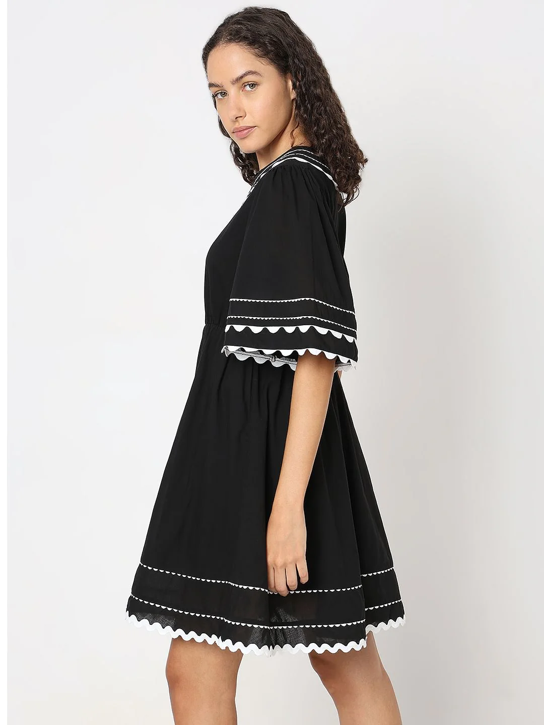 Black Fit & Flare Mini Dress - Image 3