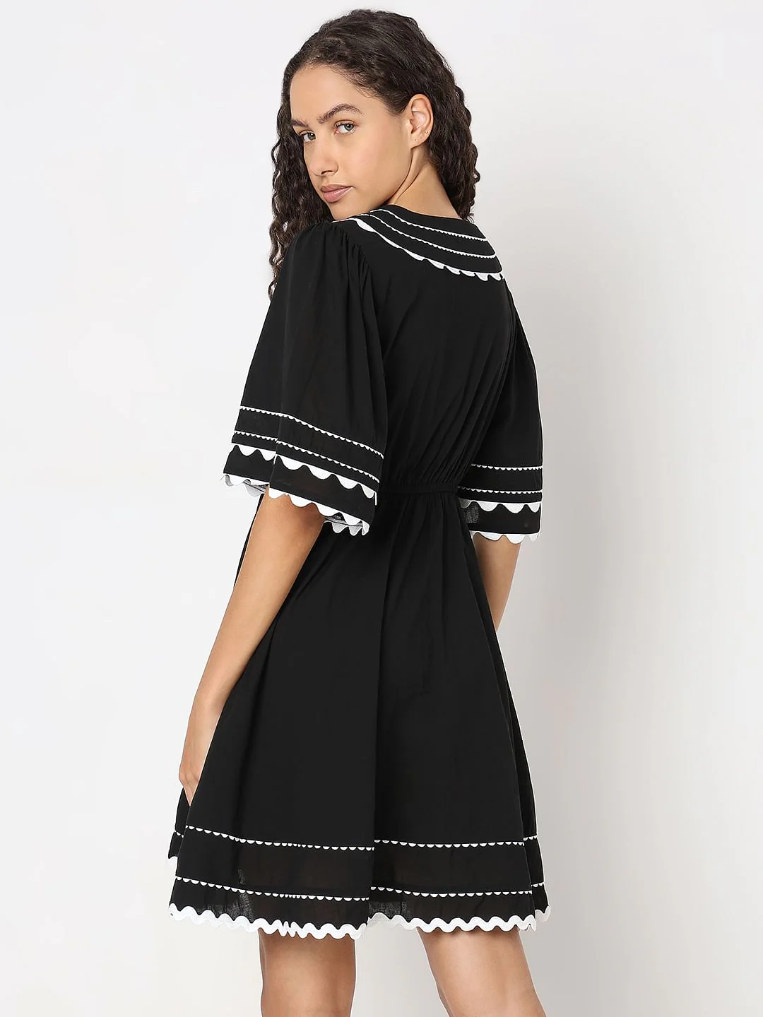Black Fit & Flare Mini Dress - Image 4