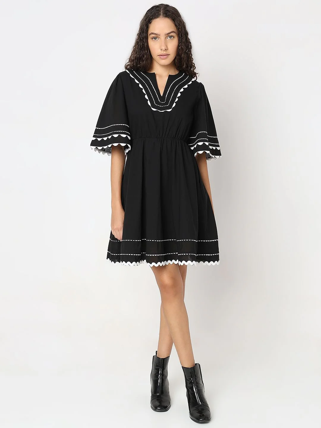 Black Fit & Flare Mini Dress - Image 5