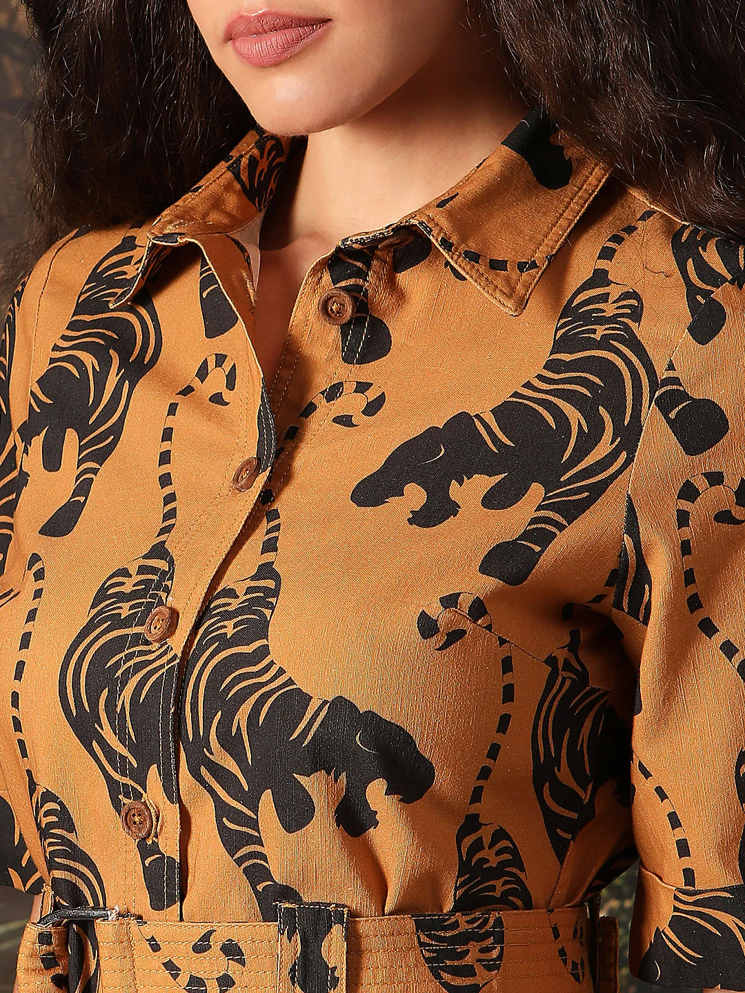 Disney Brown Printed Mini Shirt Dress - Image 8