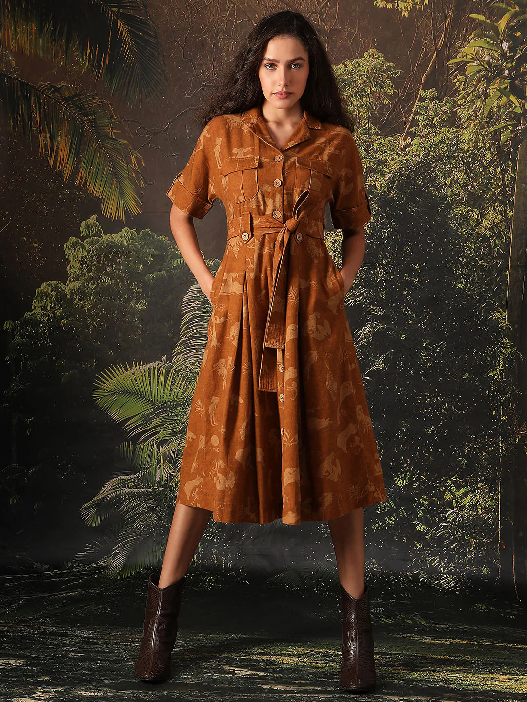 Disney Brown Printed Midi Dress - Image 2