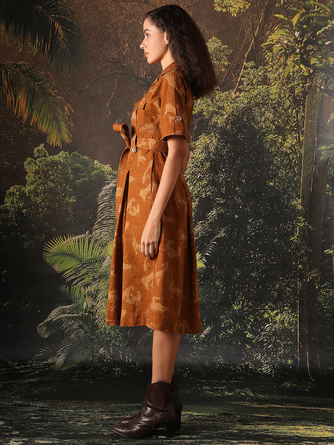 Disney Brown Printed Midi Dress - Image 3