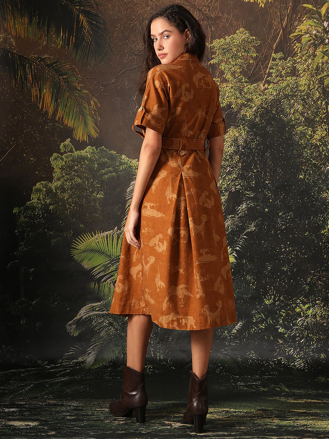 Disney Brown Printed Midi Dress - Image 4