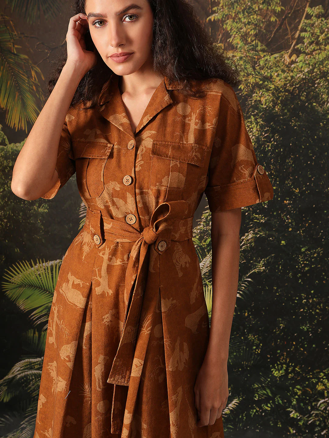 Disney Brown Printed Midi Dress - Image 5