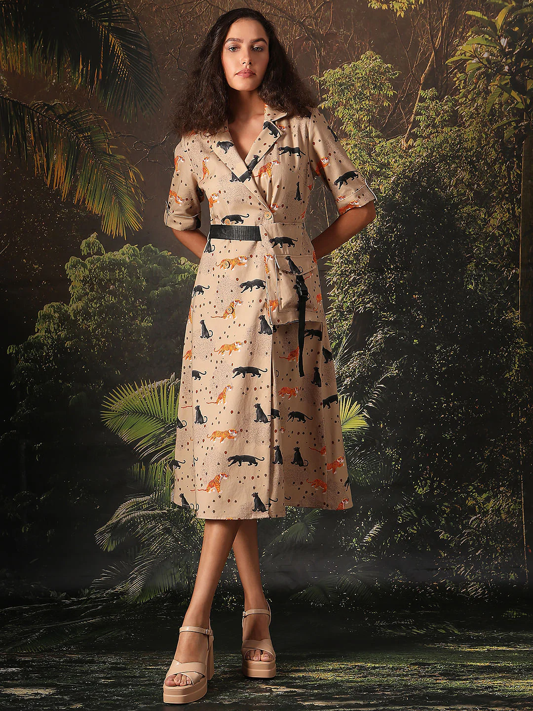 Disney Beige Printed Front Wrap Dress - Image 2